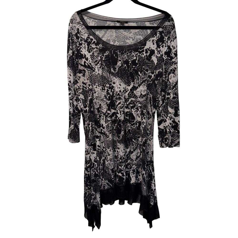 Cupio Snakeskin Print Sharkbite Tunic Dress Mesh Trim Whimsigoth Large